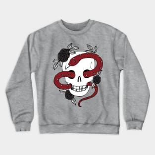 Gothic Halloween Skull and snake - black and white by Cecca Designs Crewneck Sweatshirt